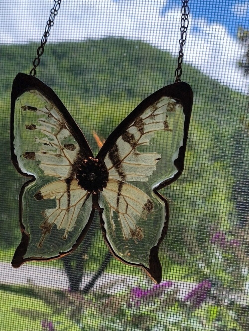Real Swallowtail Butterfly Copper Necklace Fairy Boho Chic Renfaire Shabbychic - Picture 4 of 10